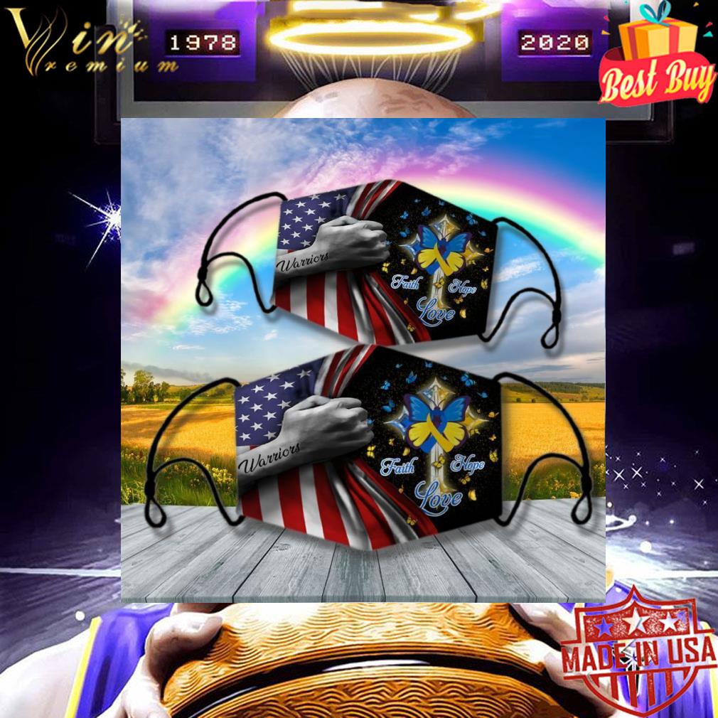 Down Syndrome faith hope love warriors American flag face mask 9 Down Syndrome faith hope love warriors American flag face mask