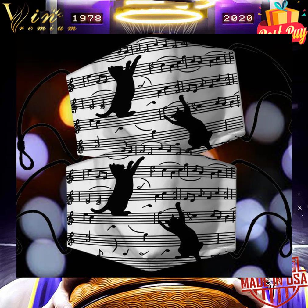 Black cat and music note face mask 9 Black cat and music note face mask