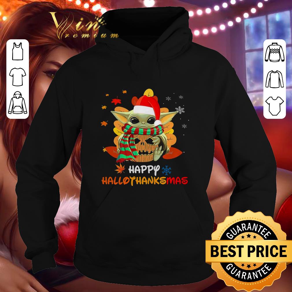 Baby Yoda Wearing santa hat happy hallothanksmas shirt 9 Baby Yoda Wearing santa hat happy hallothanksmas shirt