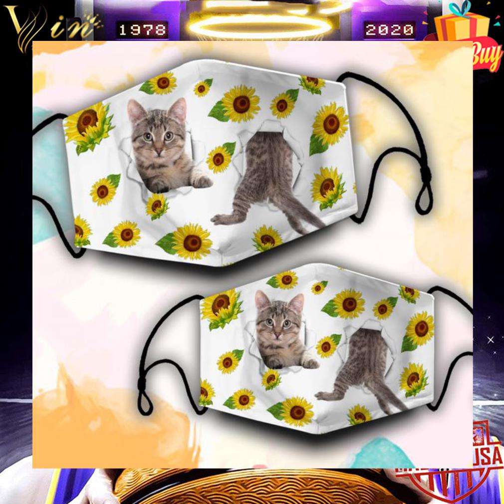 Cat torn sunflowers face mask 9 Cat torn sunflowers face mask