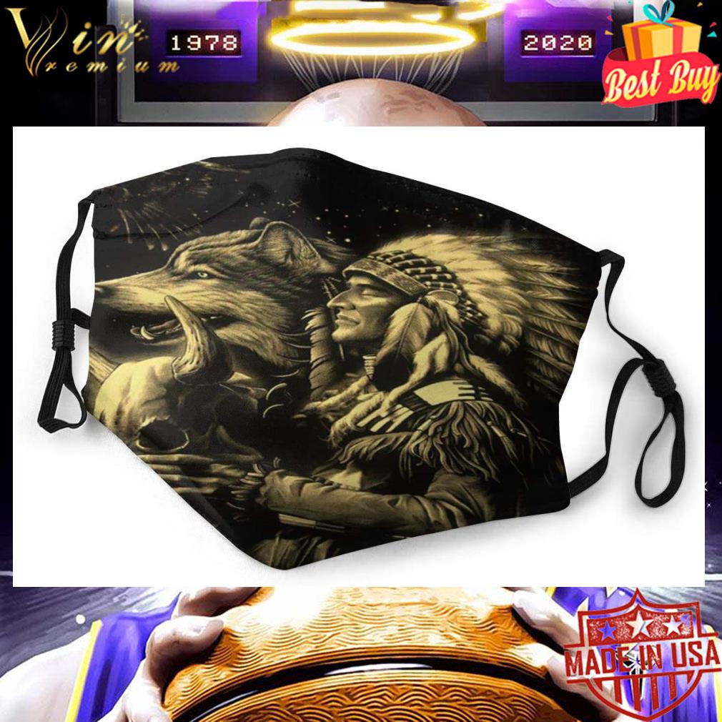 Native American and Wolf face mask 9 Native American and Wolf face mask