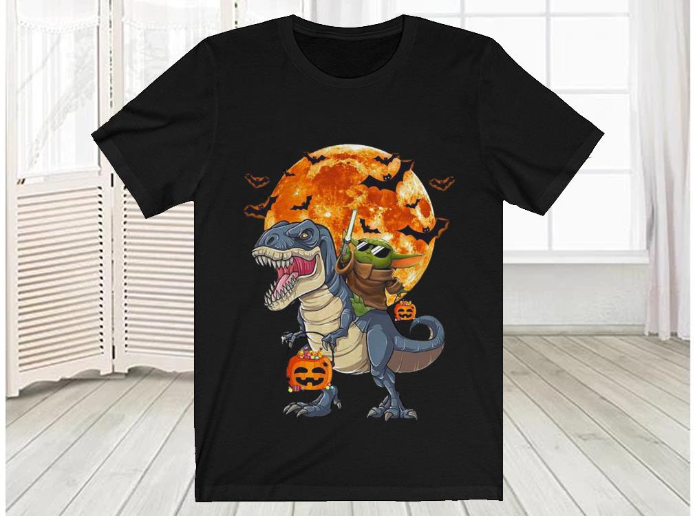 Star Wars Baby Yoda Riding Dinosaur T-rex Pumpkin Moon Halloween Sweatshirt, Hoodies