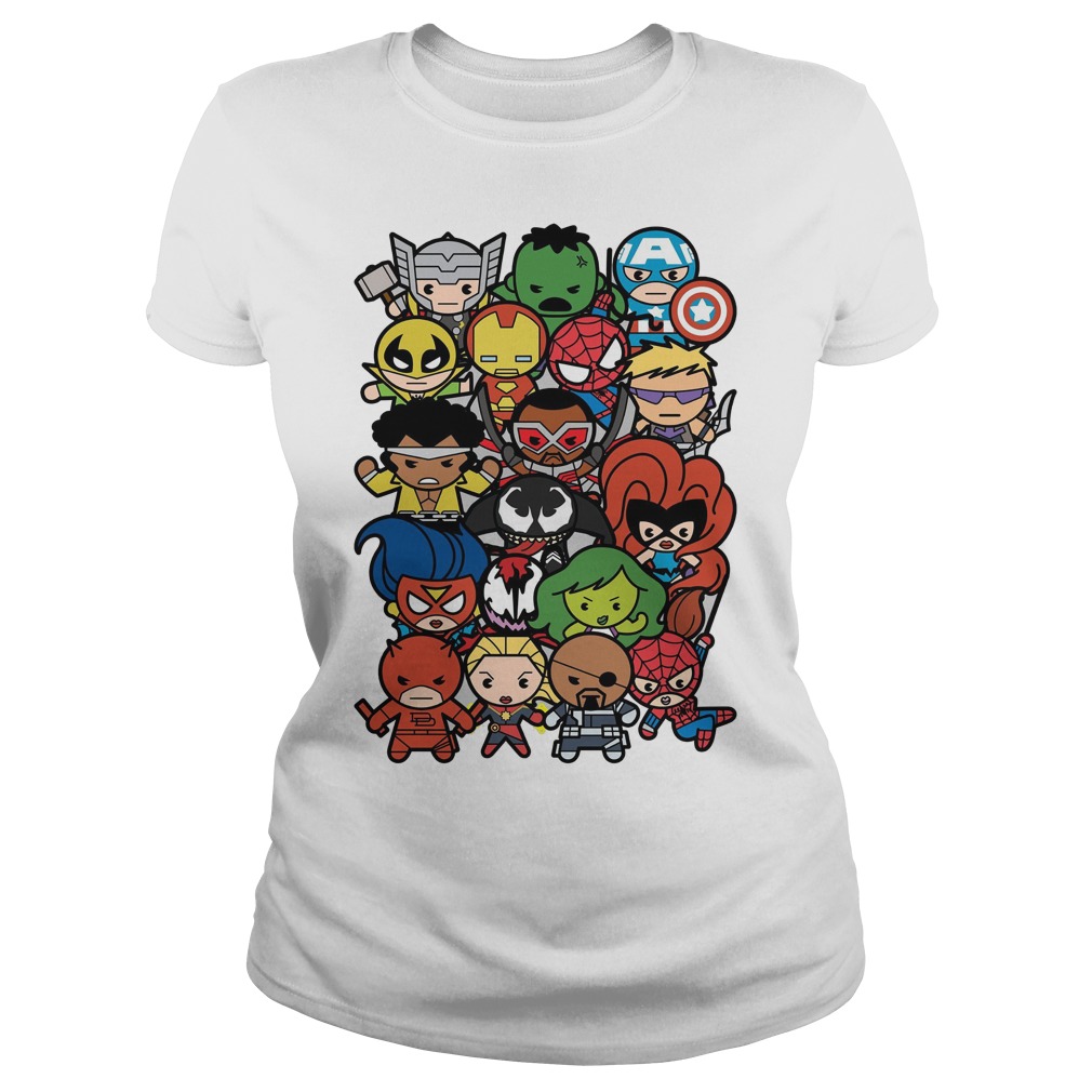 Marvel Heroes And Villains Team Kawaii Graphic Shirt 7 Marvel Heroes And Villains Team Kawaii Graphic Ladies