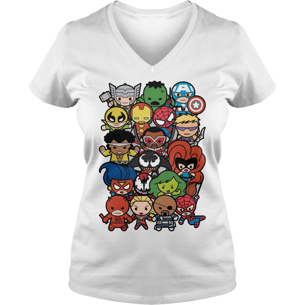 Marvel Heroes And Villains Team Kawaii Graphic Shirt 5 Marvel Heroes And Villains Team Kawaii Graphic V Neck