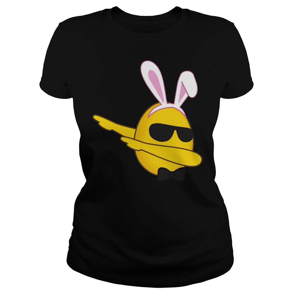 Funny Dabbing Emoji Bunny Easter Shirt 6 Funny Easter Egg Faces Emoji Ladies Tee