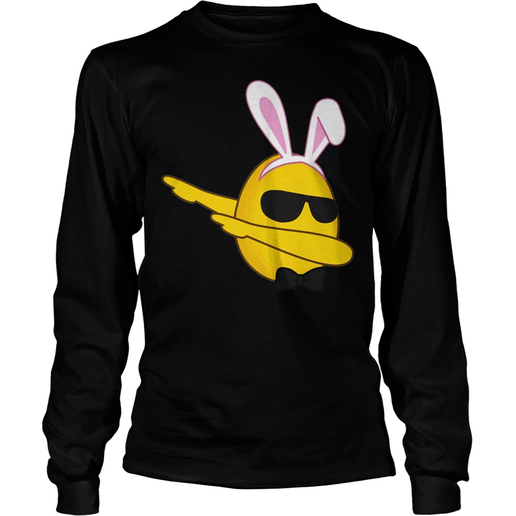 Funny Dabbing Emoji Bunny Easter Shirt 4 Funny Easter Egg Faces Emoji Longsleeve