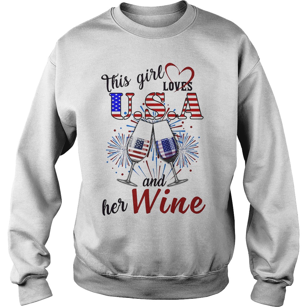 This Girl Loves U.S.A And Her Wine T-Shirt 3 This Girl Loves U.s.a And Her Wine Sweater