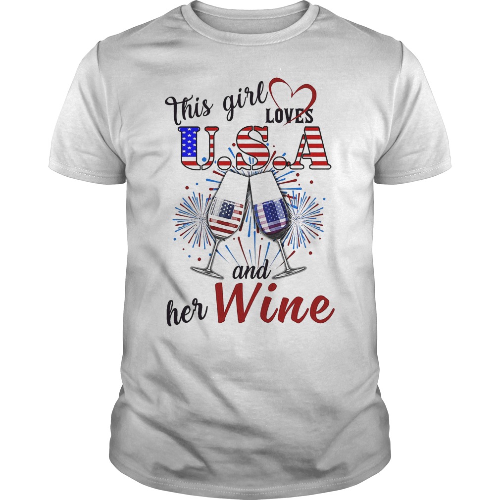This Girl Loves U.S.A And Her Wine T-Shirt 7 This Girl Loves U.s.a And Her Wine T Shirt