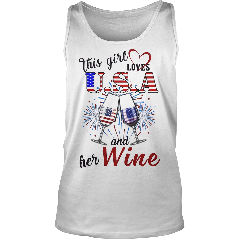 This Girl Loves U.S.A And Her Wine T-Shirt 6 This Girl Loves U.s.a And Her Wine Tanktop