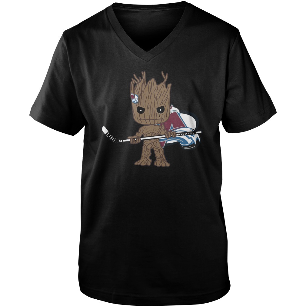 Baby Groot I Am Ice Hockey Player Team Colorado Avalanch T-Shirt 6 Baby Groot I Am Ice Hockey Player Team Colorado Avalanch T-Shirt Guys V-Neck
