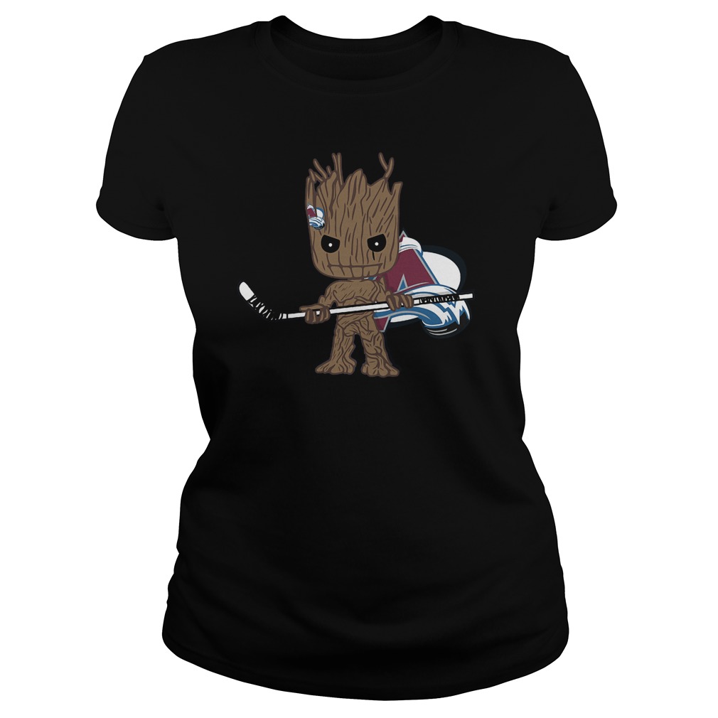 Baby Groot I Am Ice Hockey Player Team Colorado Avalanch T-Shirt 7 Baby Groot I Am Ice Hockey Player Team Colorado Avalanch T-Shirt Ladies Tee