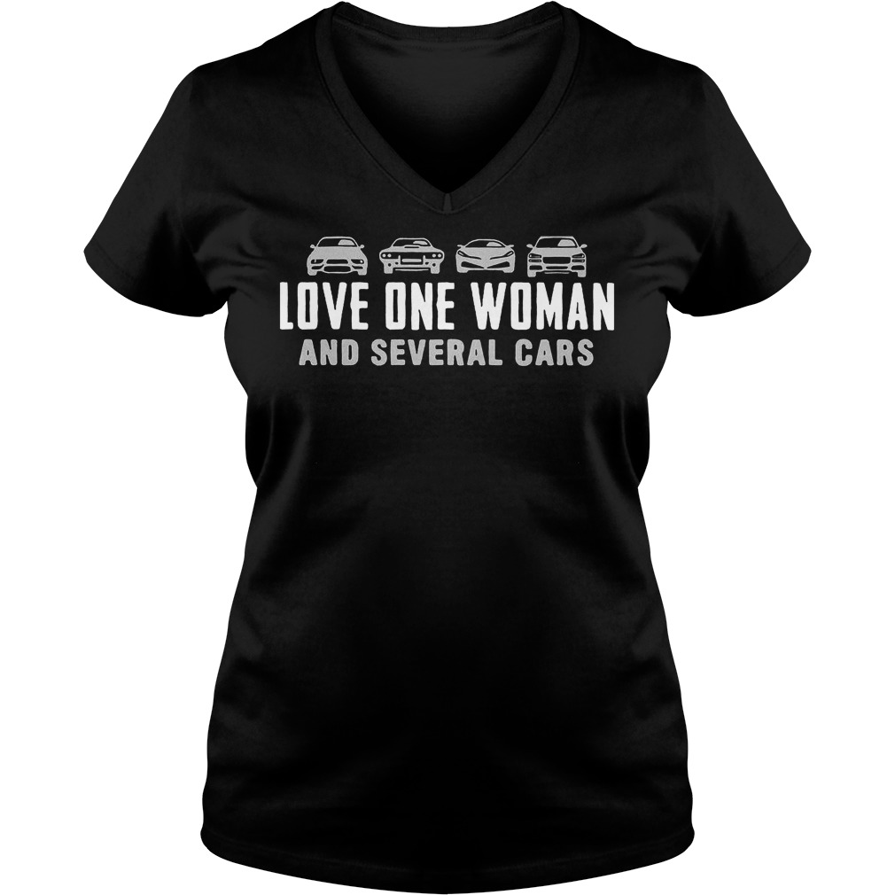 Love One Woman And Several Cars T-Shirt 10 Love One Woman And Several Cars T-Shirt Ladies V-Neck