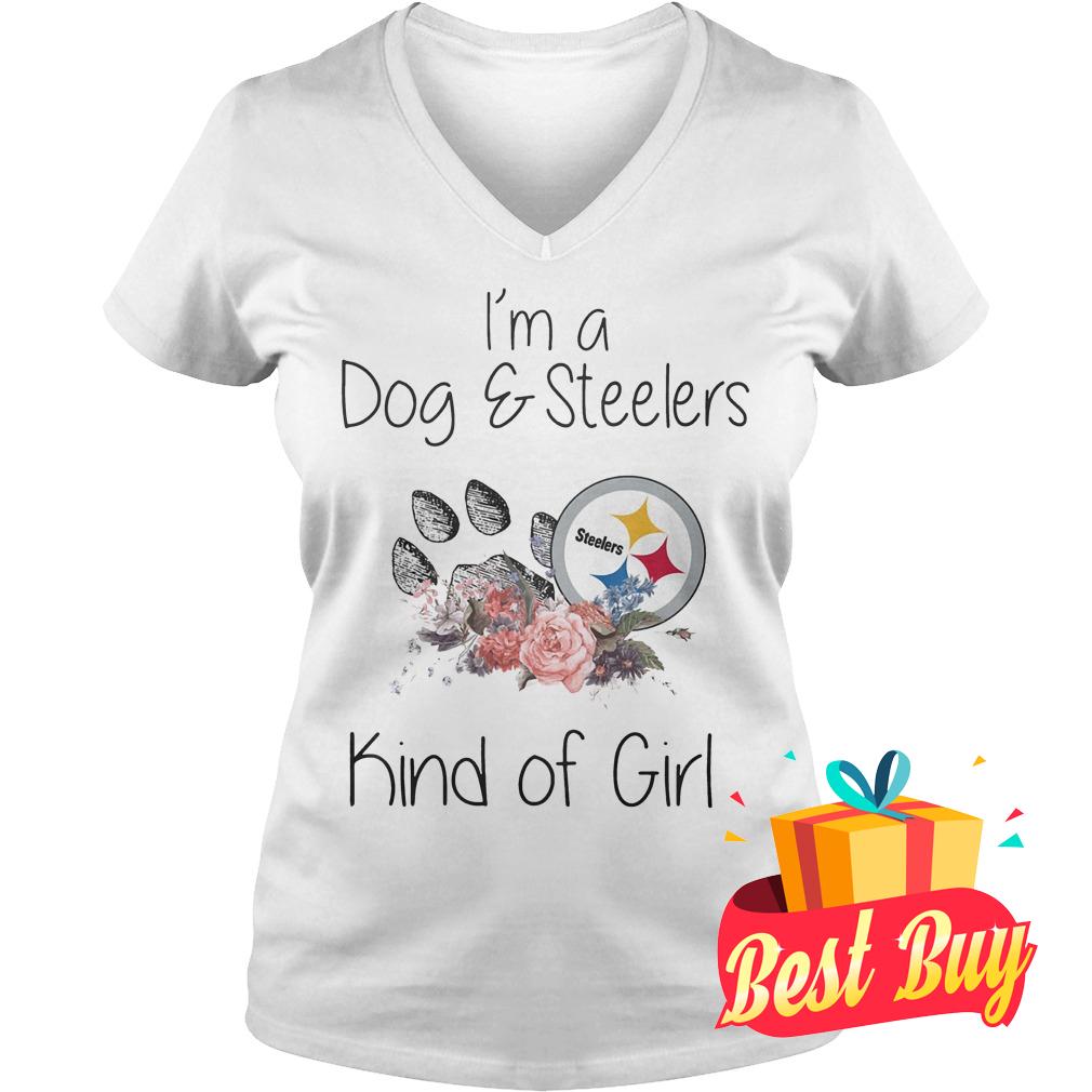 Official I'm a Dog Steelers kind of girl shirt 4 Official I'm a Dog Steelers kind of girl shirt Ladies V-Neck