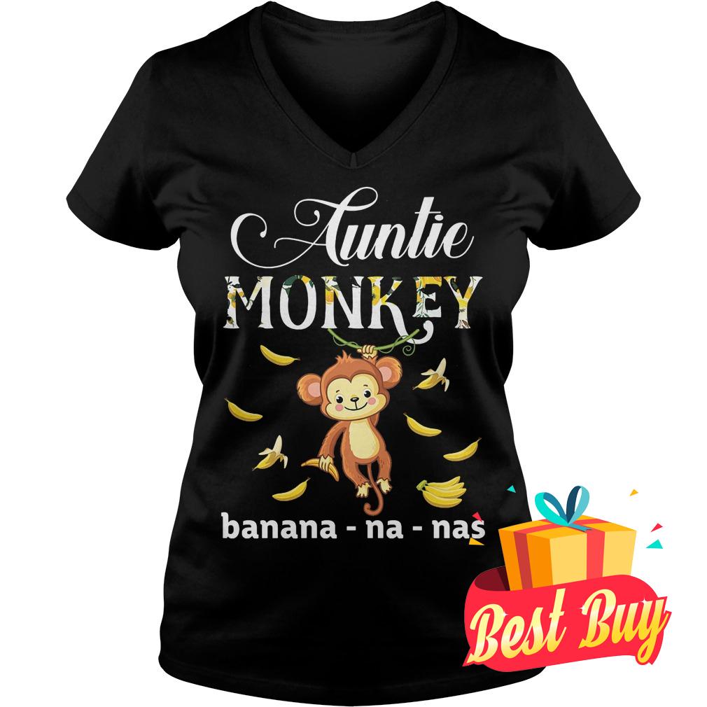 Original Auntie Monkey banana Shirt 4 Original Auntie Monkey banana Shirt Ladies V-Neck