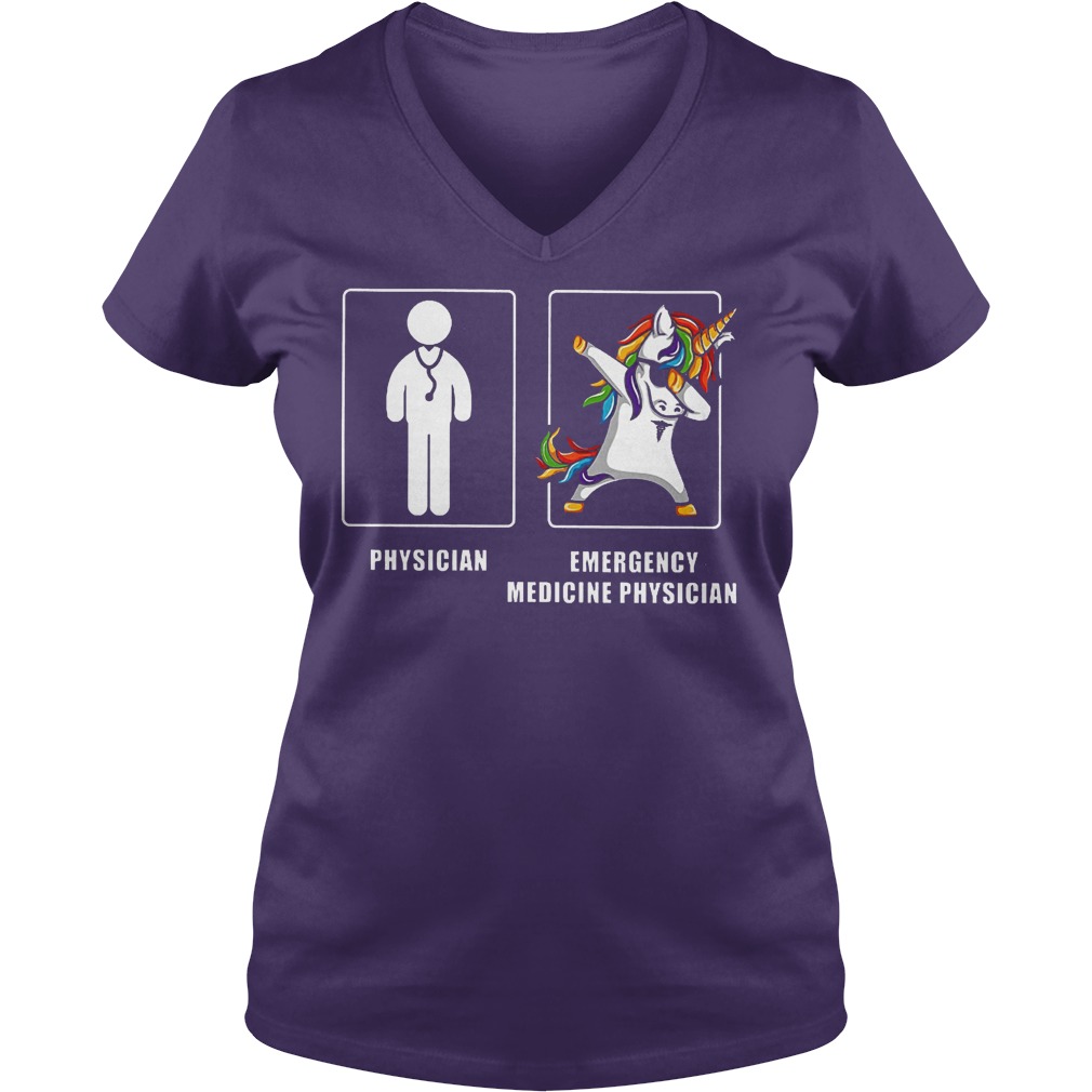 Original Emergency Medicine Physician Unicorn Dabbing Shirt 6 Original Emergency Medicine Physician Unicorn Dabbing Shirt Ladies V-Neck