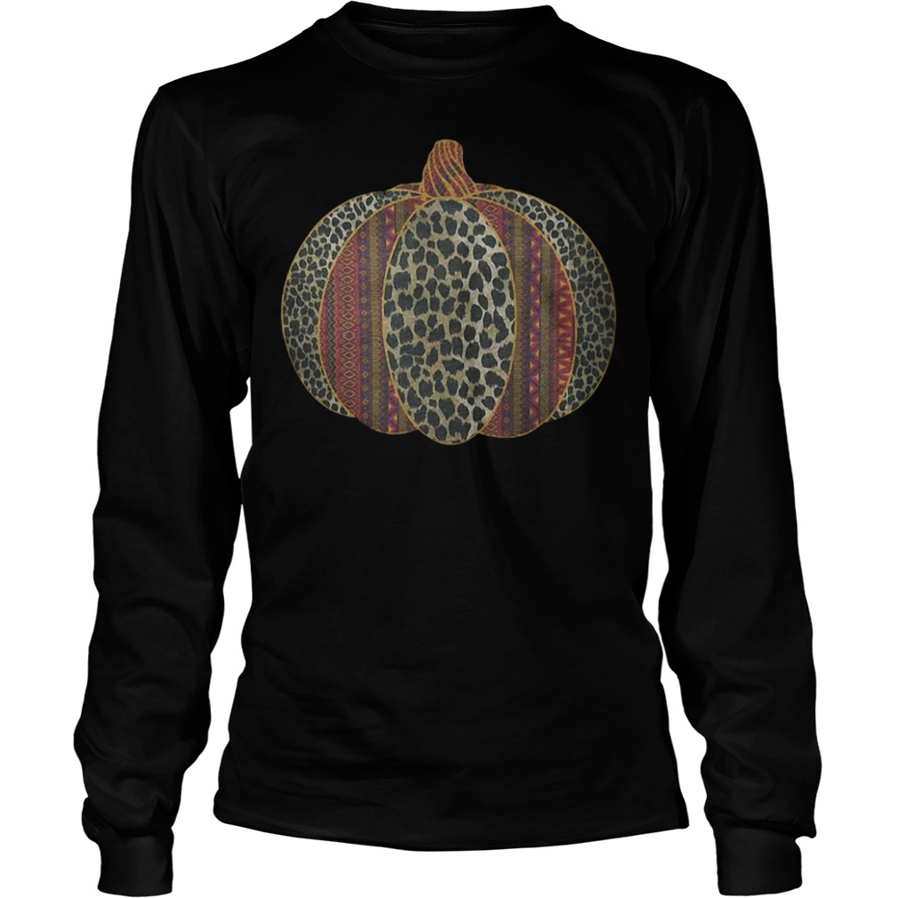 Black Leopard Aztec Pumpkin Shirt 5 Black Leopard Aztec Pumpkin Shirt Longsleeve Tee Unisex