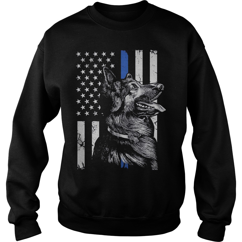 German Shepherd Police K9 Thin Blue Line Flag Shirt 3 German Shepherd Police K9 Thin Blue Line Flag Shirt Sweatshirt Unisex