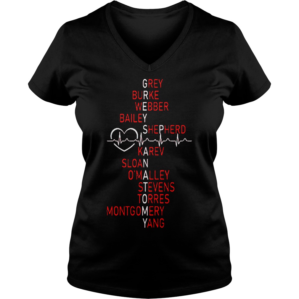 Heartbeat Grey burke webber bailey shepherd karev sloan omalley shirt 4 Heartbeat Grey burke webber bailey shepherd karev sloan omalley shirt Ladies V-Neck