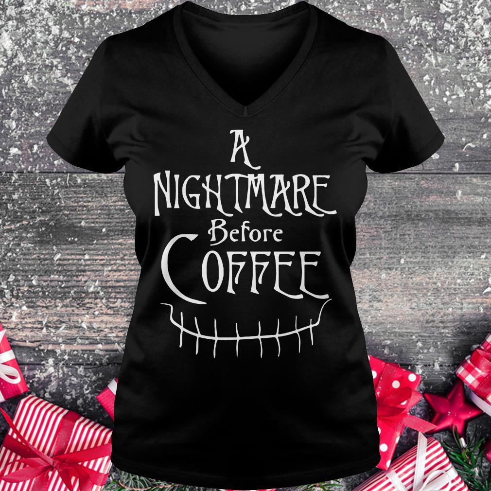 A nightmare before coffee halloween shirt 4 A nightmare before coffee halloween shirt Ladies V-Neck