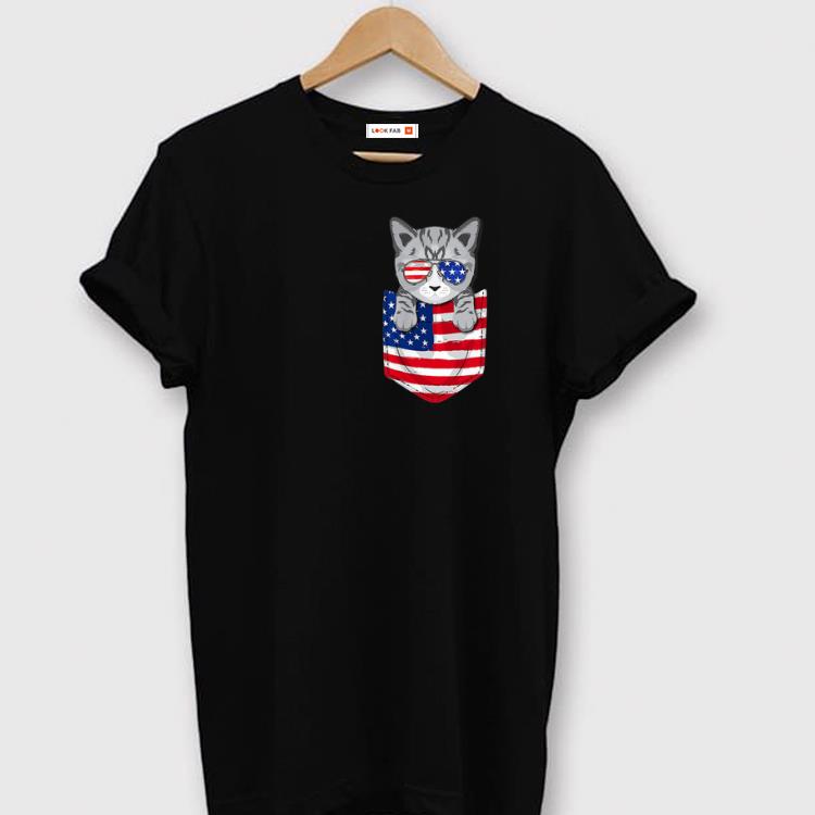 Awesome Kitty In Pocket American Flag 4th July Cat Lovers Gift shirt
