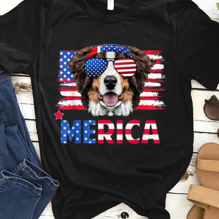 Hanging With Bernese Mountain Mom Merica 4th J shirt
