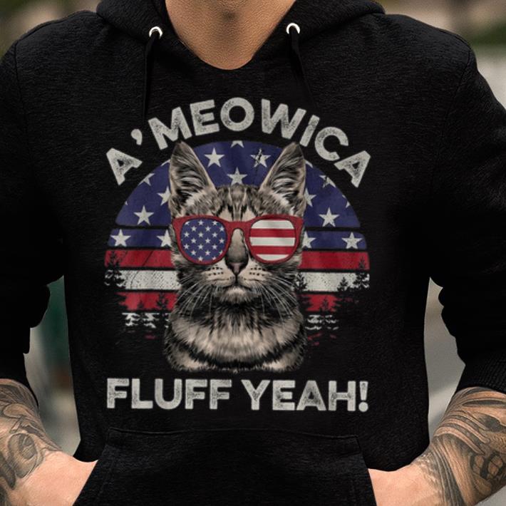 Hot A'meowica Fluff Yeah American Sunglasses Flag shirt