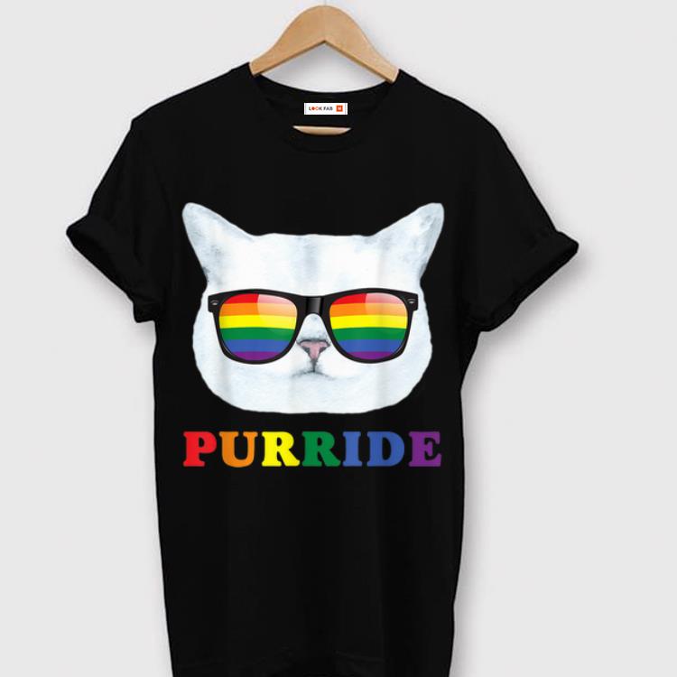 Hot Purride LGBTQ Cat In Rainbow Gay Pride Sunglasses shirt