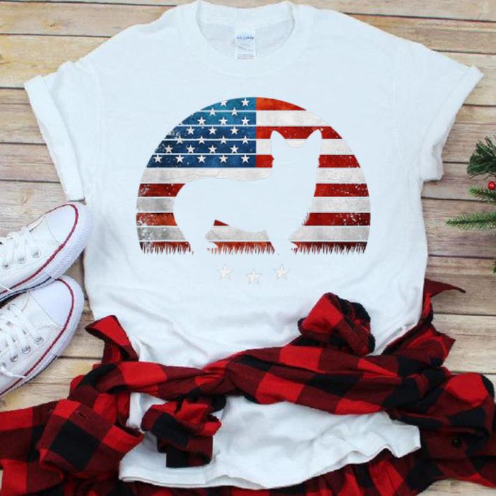 Nice 4th Of July Corgi America Distressed Flag Sunset Shirt