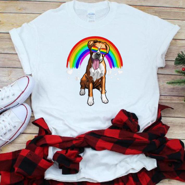 Nice Boxer Dog Rainbow Sunglasses Gay Pride Lgbt Gifts Shirt