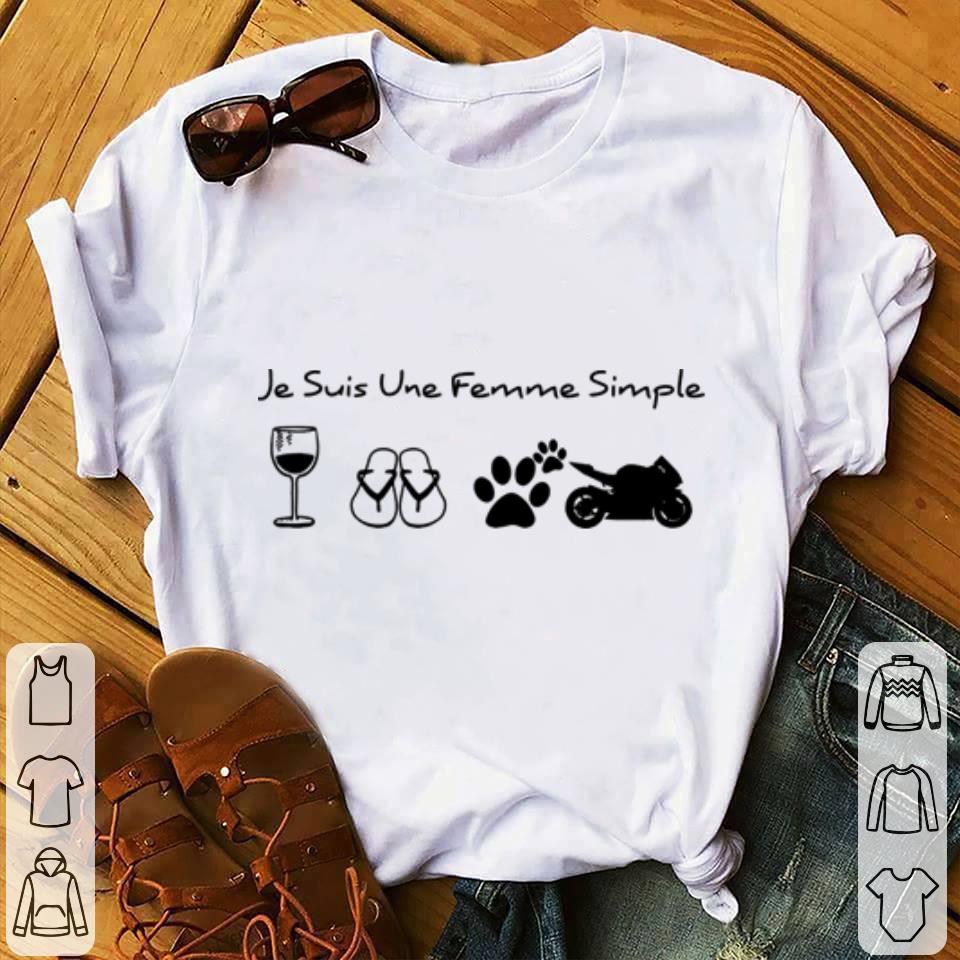 Original Je suis une femme simple wine flip flop dog paw motorbike shirt