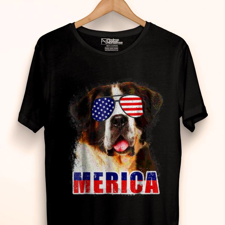 Original Merica Dog Saint Bernard Sunglasses Shirt