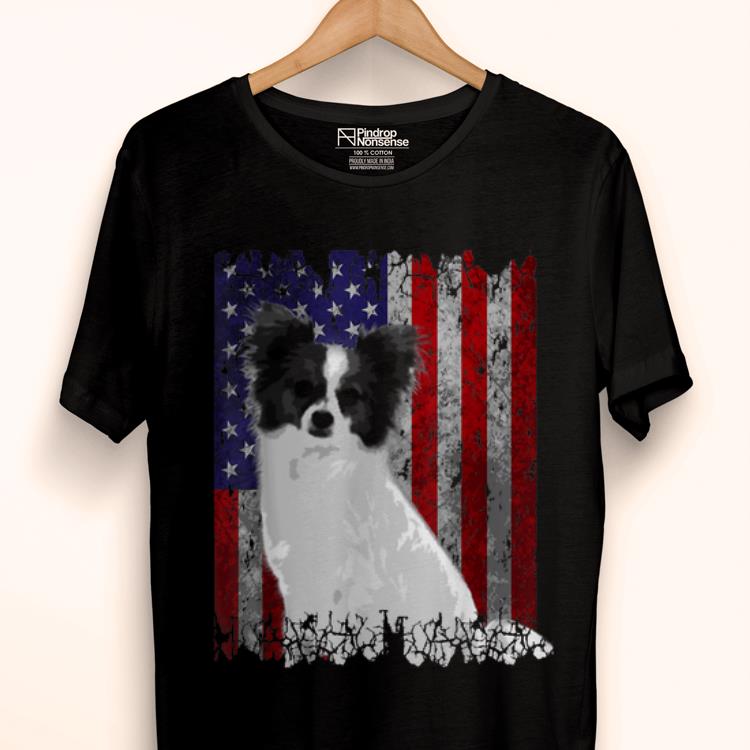 Original Patriotic Papillon American Flag Dog Gifts Shirt