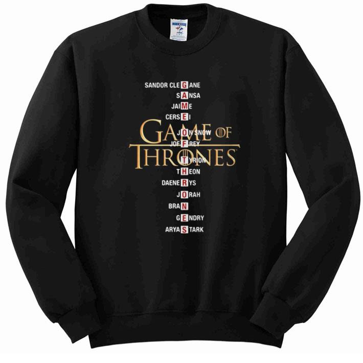 Pretty Game of Thrones list name characters shirt