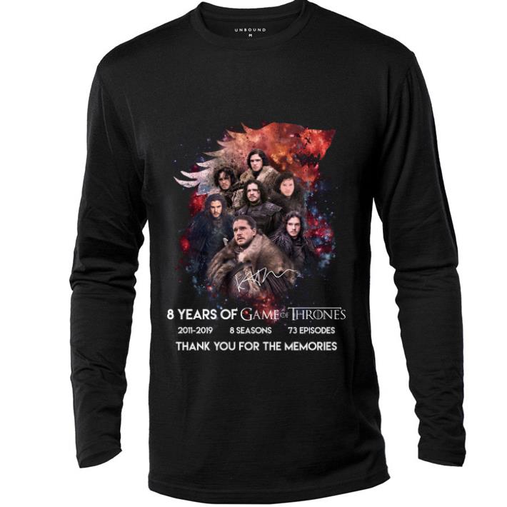 Pretty Jon Snow 8 years of Game Of Thrones signature thank you for the memories shirt