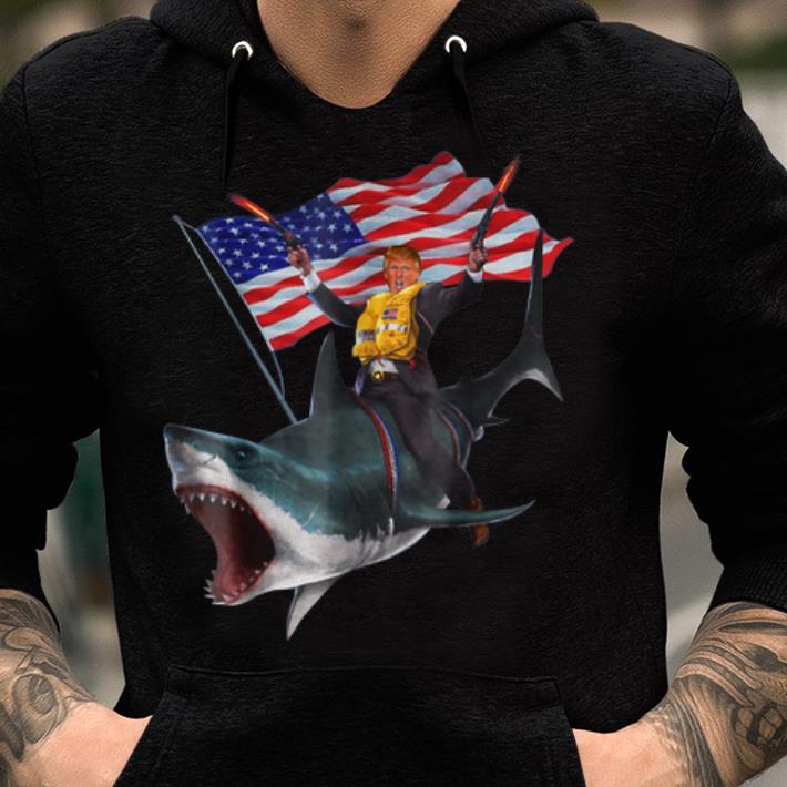 Top Donald Trump Riding Shark 4th Of July American Flag shirt