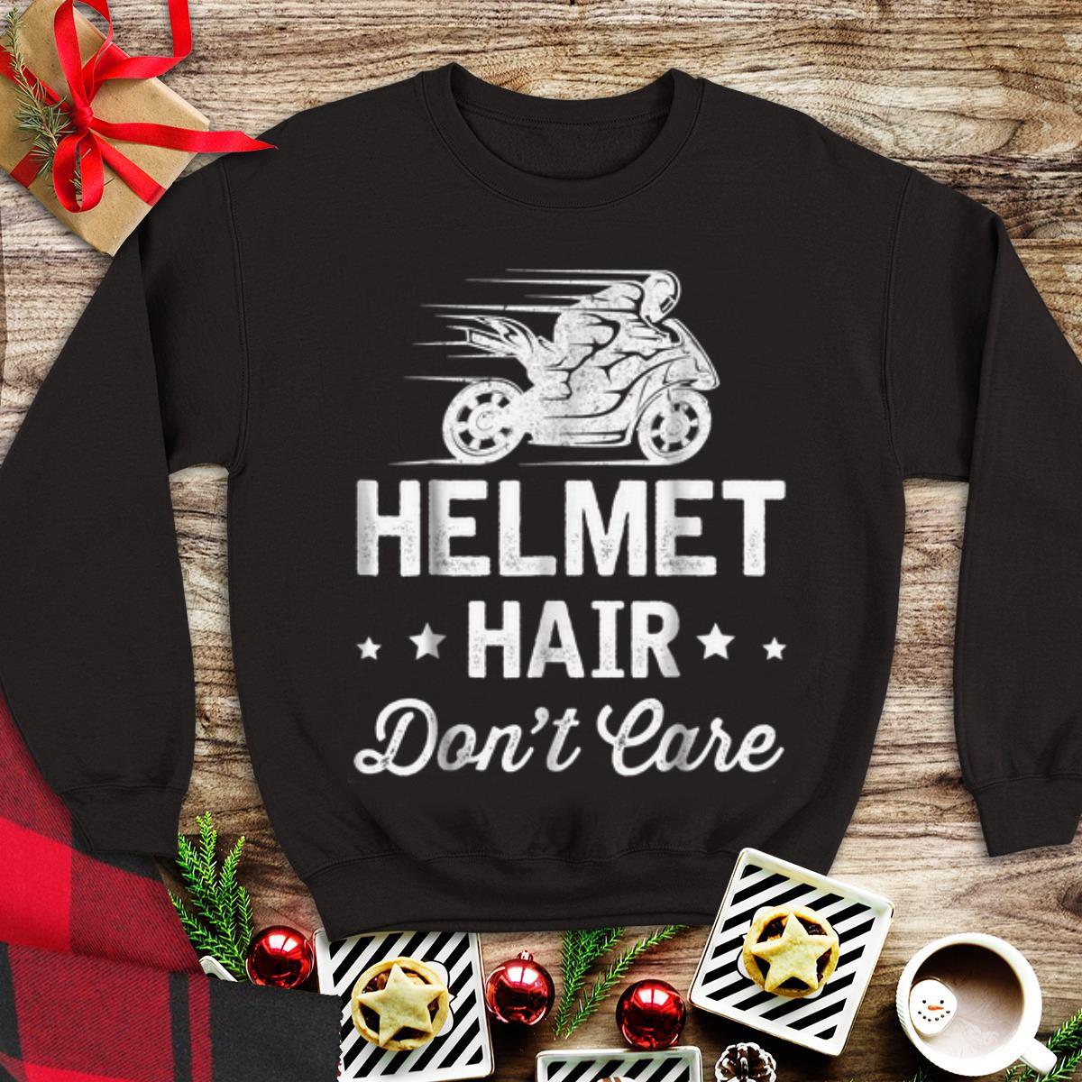 Official Helmet Hair Don't Care Motorcycle Moped Bike shirt