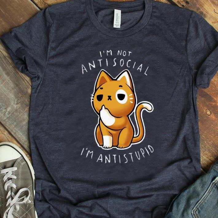 Premium I'm Not Anti Social I'm Anti Stupid Middle Finger Cat shirt