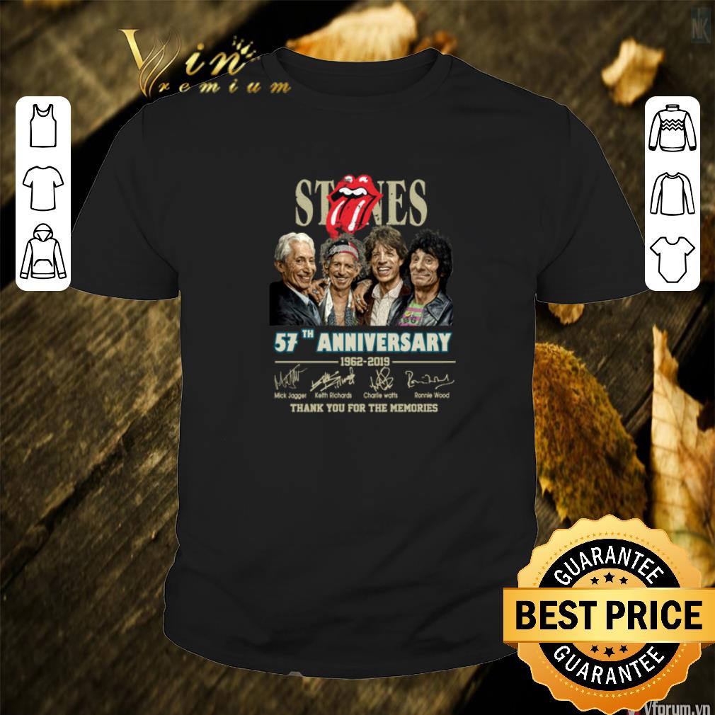 Nice The Rolling Stones 57th anniversary 1962-2019 signatures shirt