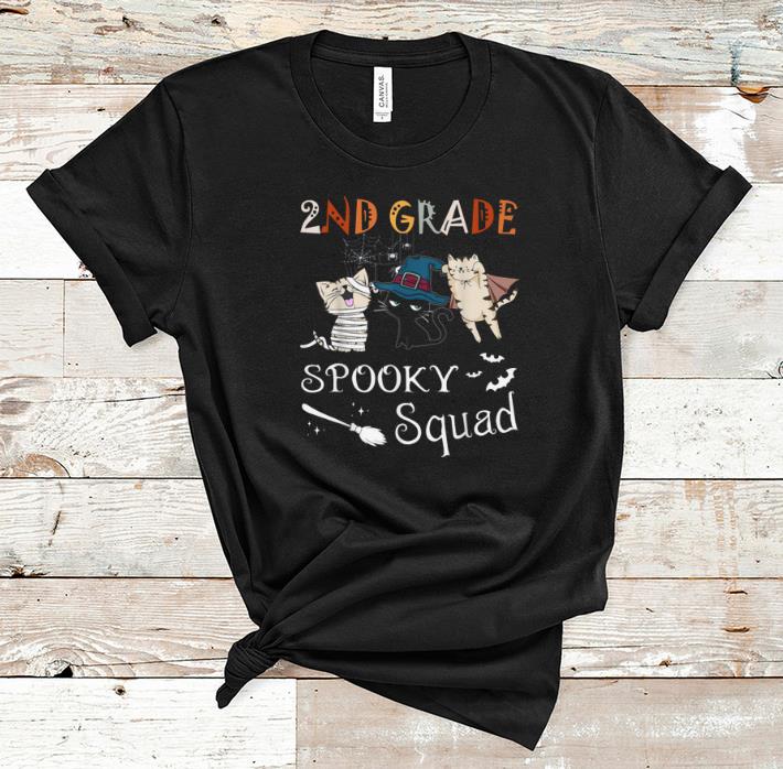 Official 2nd Grade Spooky Squad Funny Halloween Gift For Cat Lover shirt