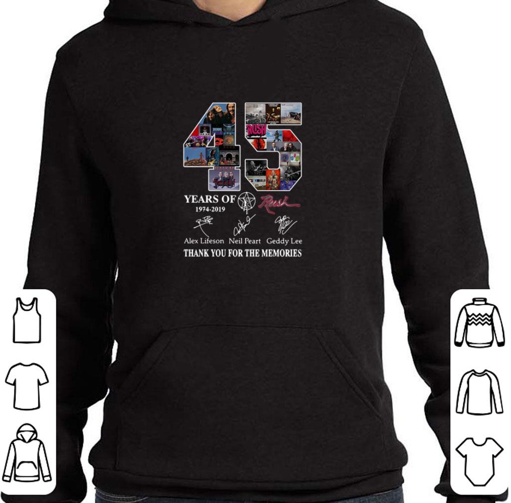 Original 45 Years of Rush 1974-2019 signature thank you for the memories shirt