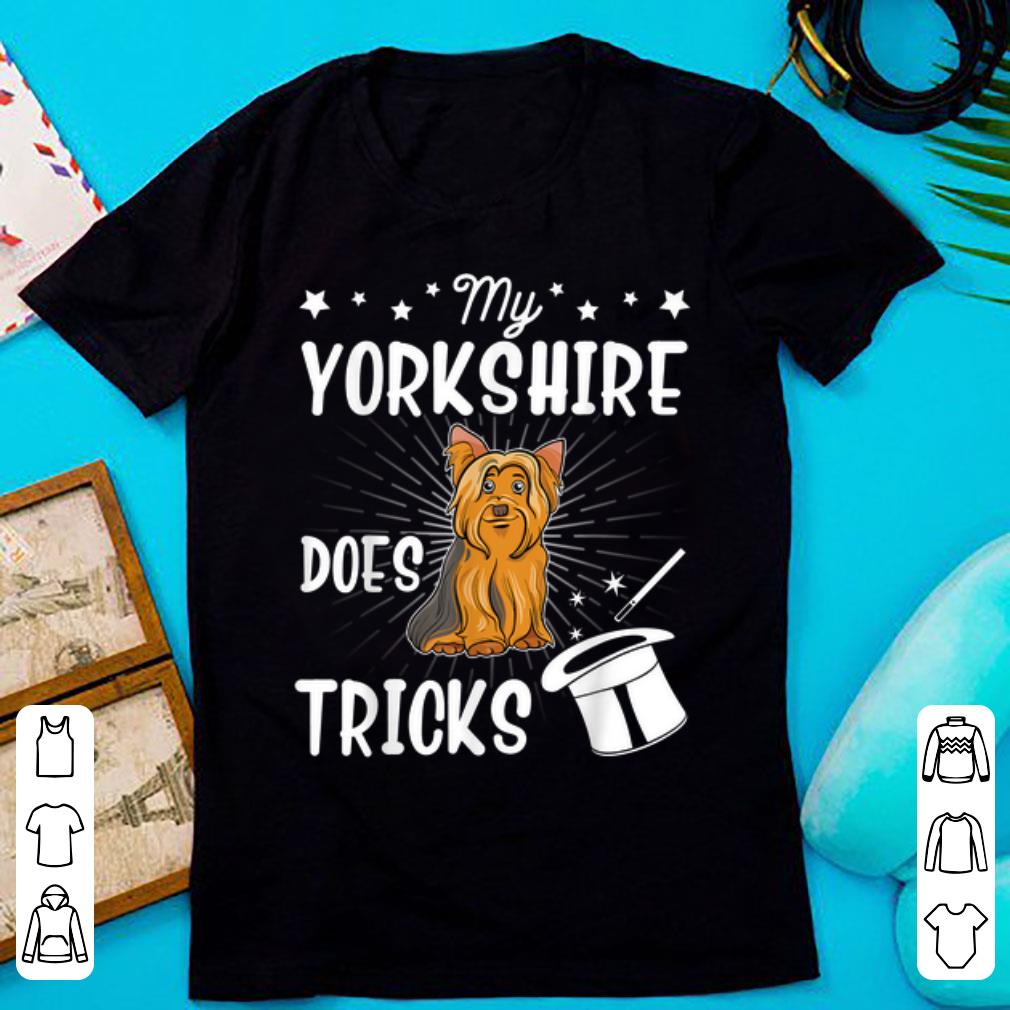 Awesome My Yorkshire Does Tricks Halloween Dad Mom Dog Retro shirt