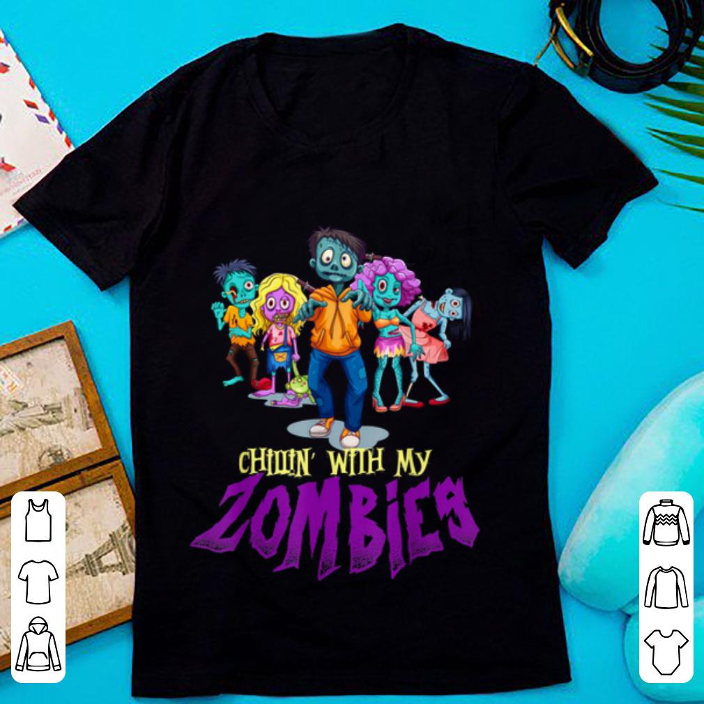 Beautiful Chillin With My Zombies Halloween Boys Kids Funny shirt