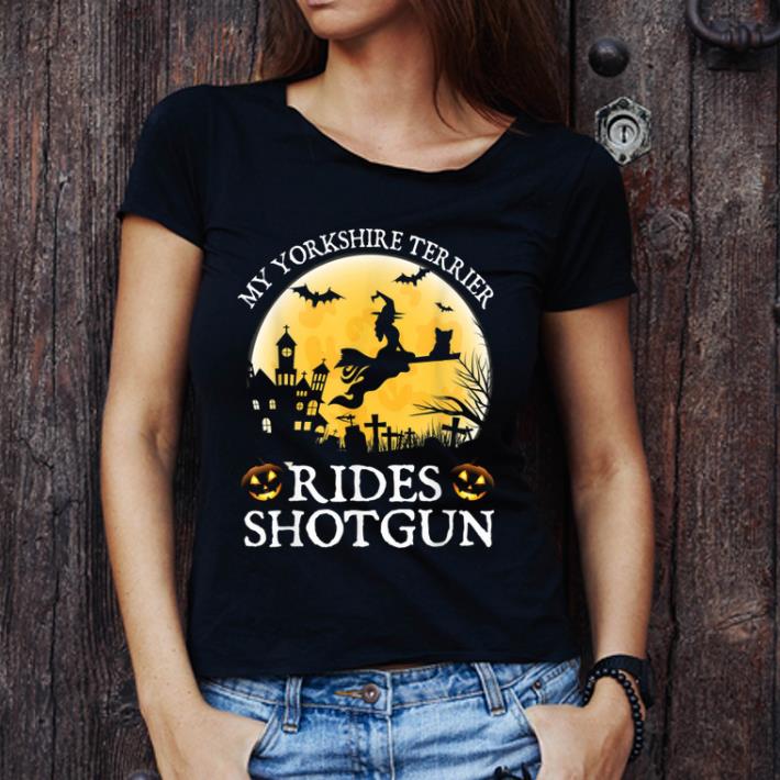 Hot Belgian Yorkshire Terrier Rides Shotgun Halloween shirt