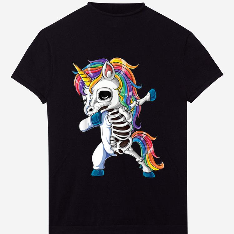 Hot Dabbing Unicorn Skeleton Halloween Girls Dab Gifts shirt