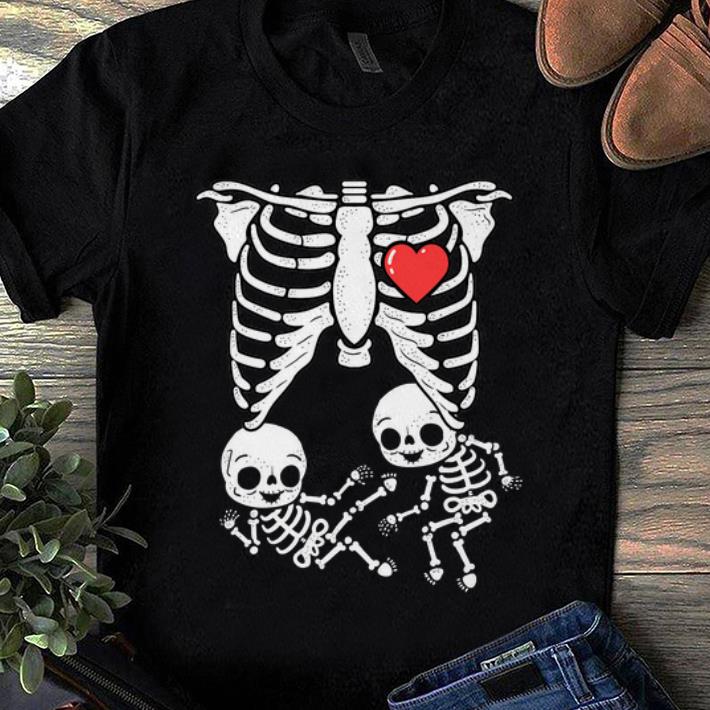 Hot Skeleton Pregnancy Announcement Twins Xray Halloween shirt