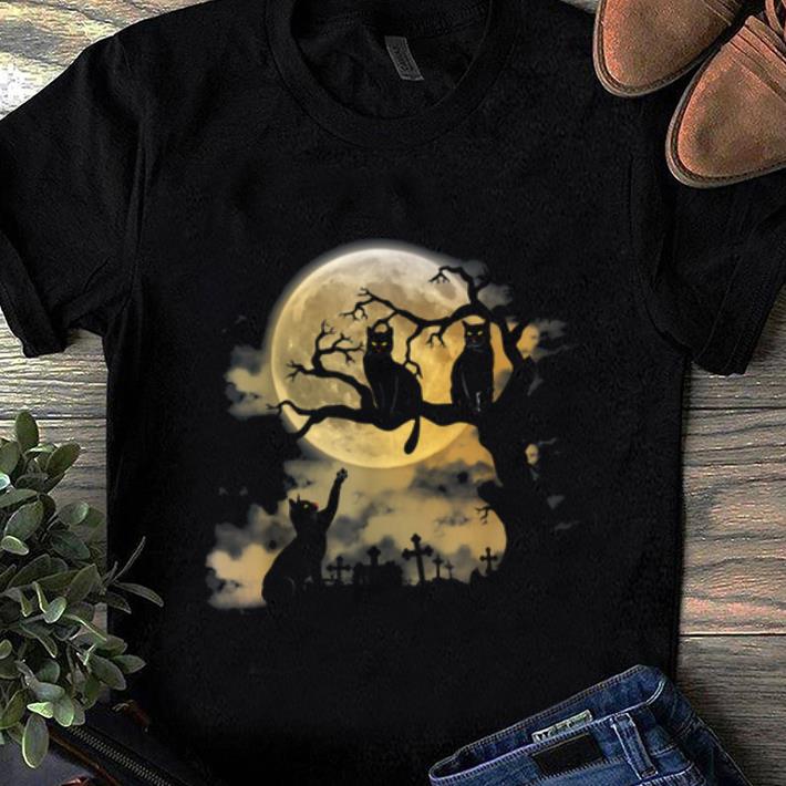 Hot Spooky Cat Halloween Graveyard Cats shirt