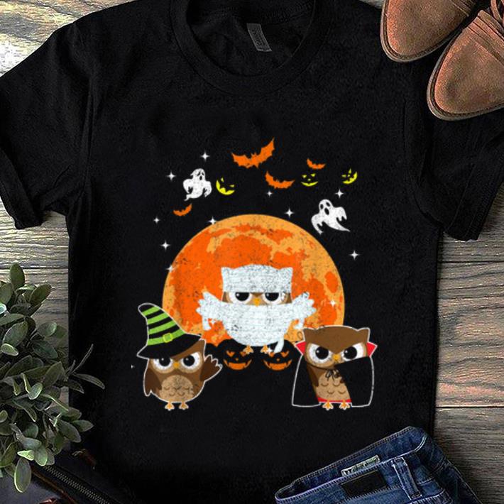 Original Three Owls Halloween Mummy Pumpkin Moon shirt