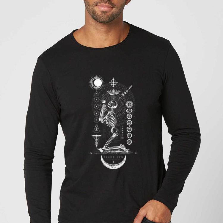 Hot BLACK SUN Praying Skeleton - Occult Sacred Geometry shirt