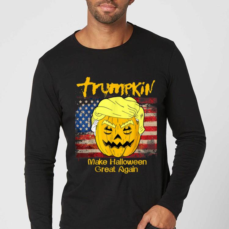 Hot Trumpkin Trump Funny Halloween US Vintage Flag MAGA Gift shirt