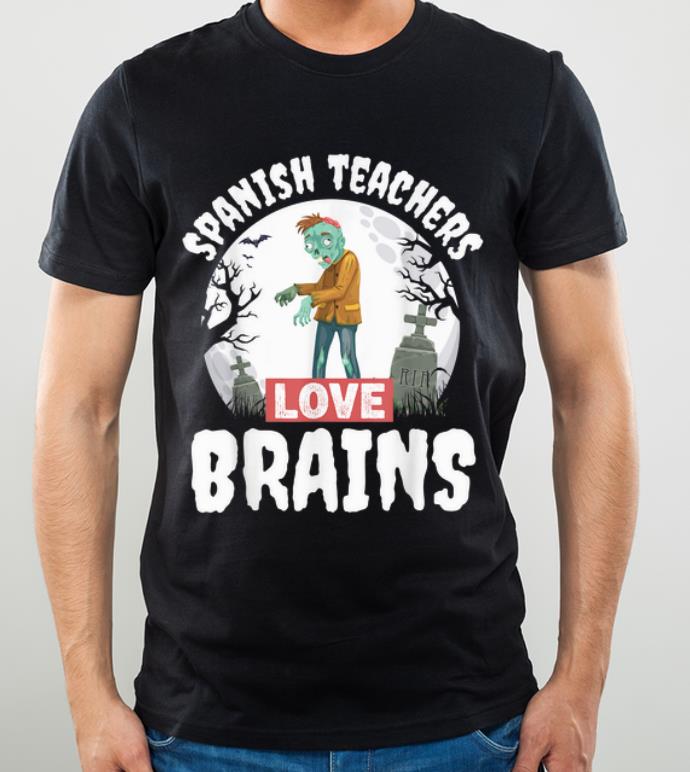 Premium Spanish Teachers Love Brains Teacher Gift Halloween shirt